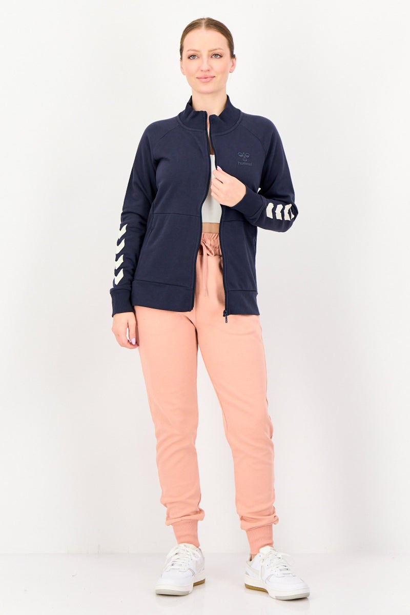 Hummel Women Sportswear Fit Long Sleeve Outdoor Sweatshirt, Navy - Image 4