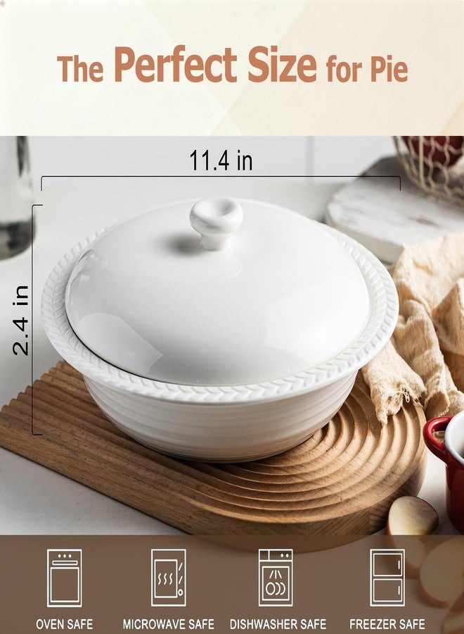 Cormomu Deep Dish Pie Pan with Lid, 11 inch Ceramic Pie Dish, Round Baking Dish for Apple, Quiche, Pot Pies, Tart, etc, Microwave, Dishwasher, and Oven Safe - Image 3