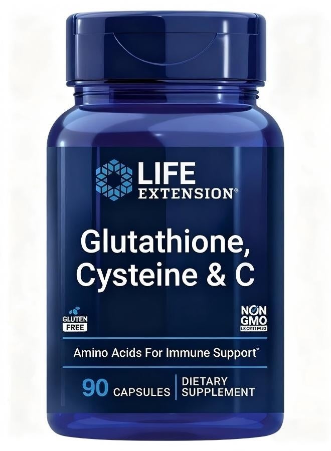 Life Extension Glutathione, Cysteine & C, 500 mg of Vitamin C, Powerful antioxidant Supplement to Support Liver Health, Gluten-Free, Non-GMO, 90 Capsules - Image 1