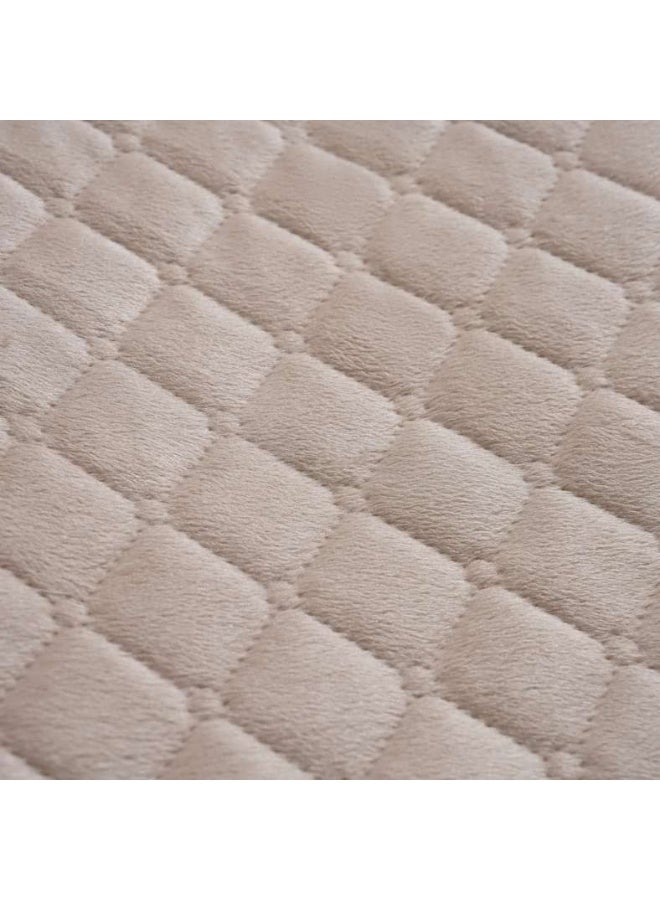 Pan Home Veronica 3-piece Velvet Quilted Bedspread Set 160x220cm - Beige - Image 5