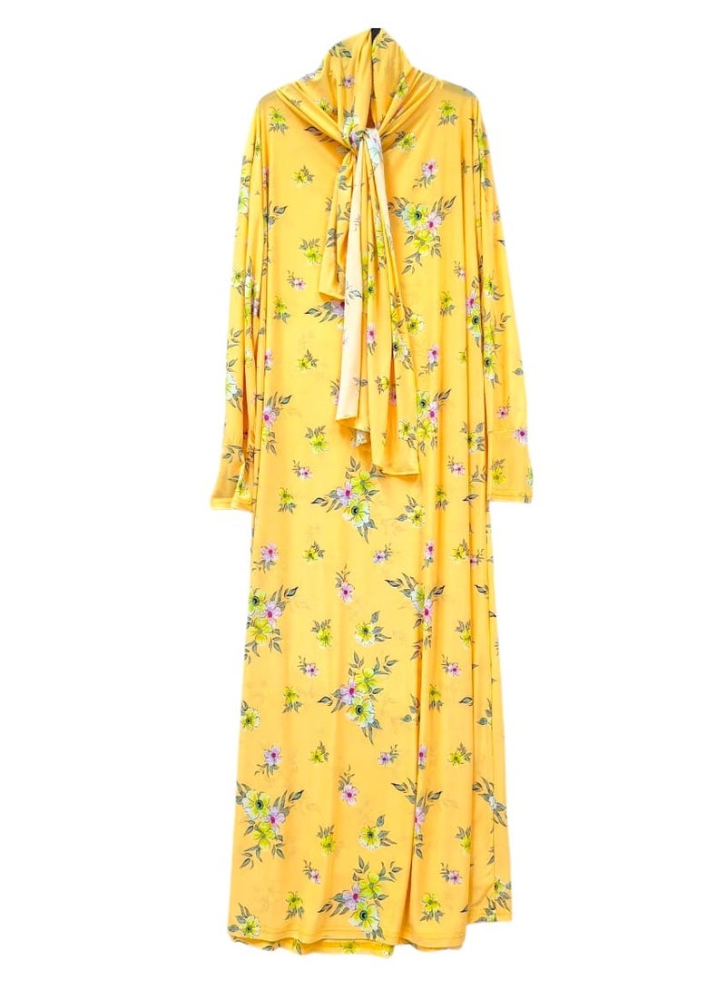 Dee's Fashion Women's printed Prayer Gown, Full Length Modest Islamic Robe, Long Sleeves, Comfortable and Elegant  - Image 2