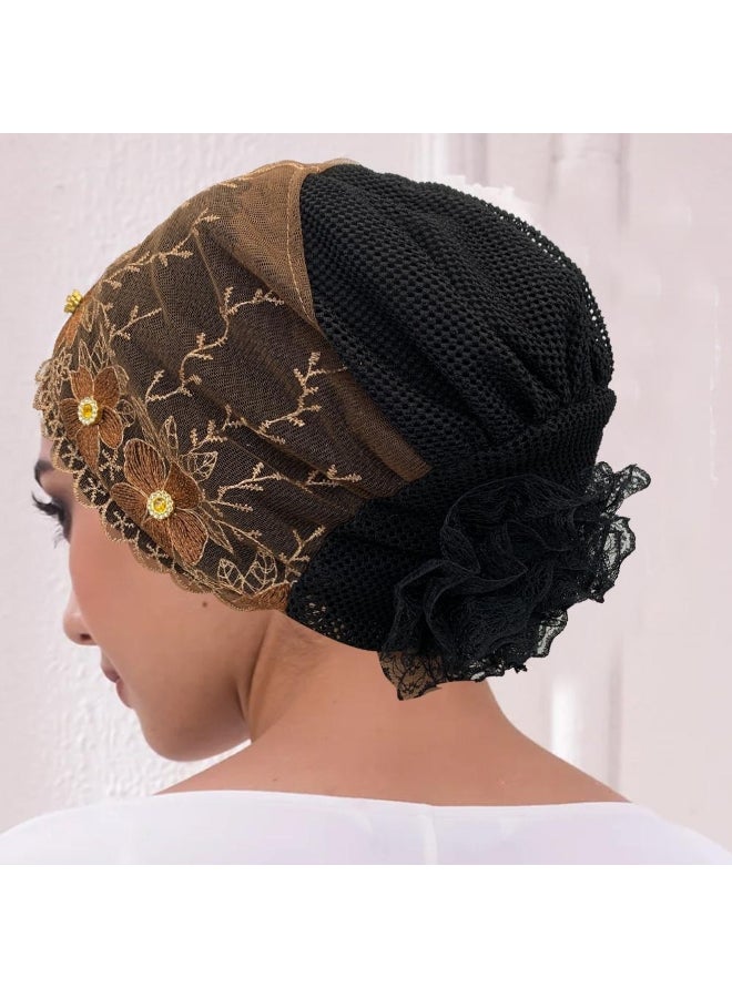 Breathable Embroidery Beading Turban Caps for Women