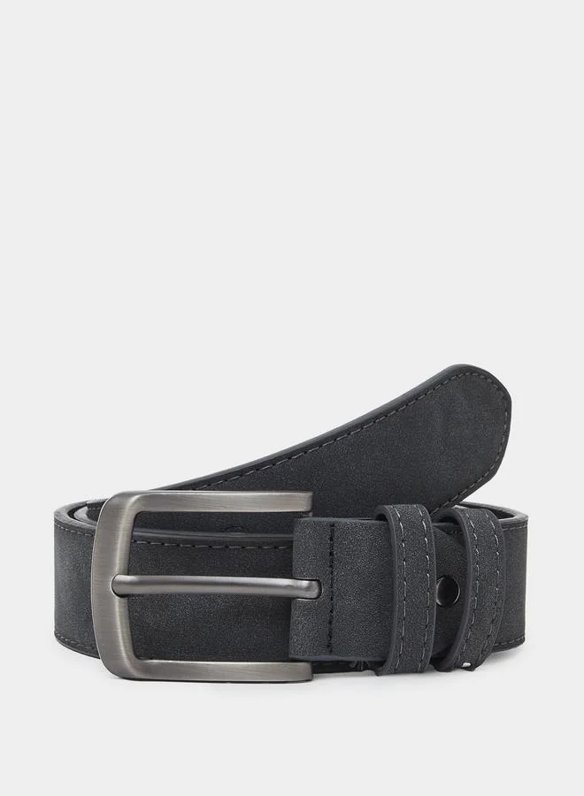 ستايلي Men Charcoal Square Buckle Belt