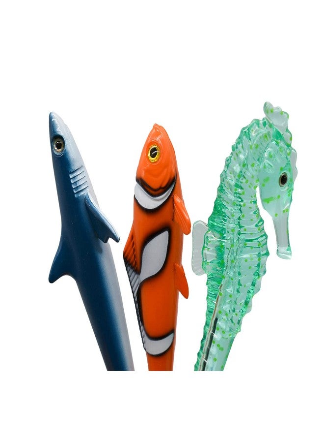 Lopenle 5PCS Novelty Fish Pens Clownfish Shark Pens Sea Horse Pens Dolphin Pen Sea Animal Ballpoint Pen With Fin Tail Black Ink For School Supplies Birthday Party - Image 3