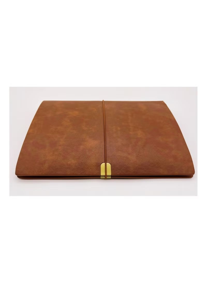 دفتر كتابة أعمال بتصميم كلاسيكي مكون من قطعتين، مصنوع من الجلد الناعم، ذو أوراق سائبة وشبكة أفقية، يحتوي على 160 صفحة، مناسب للمكتب، المدرسة، العمل، السفر العائلي، وكتابة أوراق الطلاب (A5+A6). - Image 5