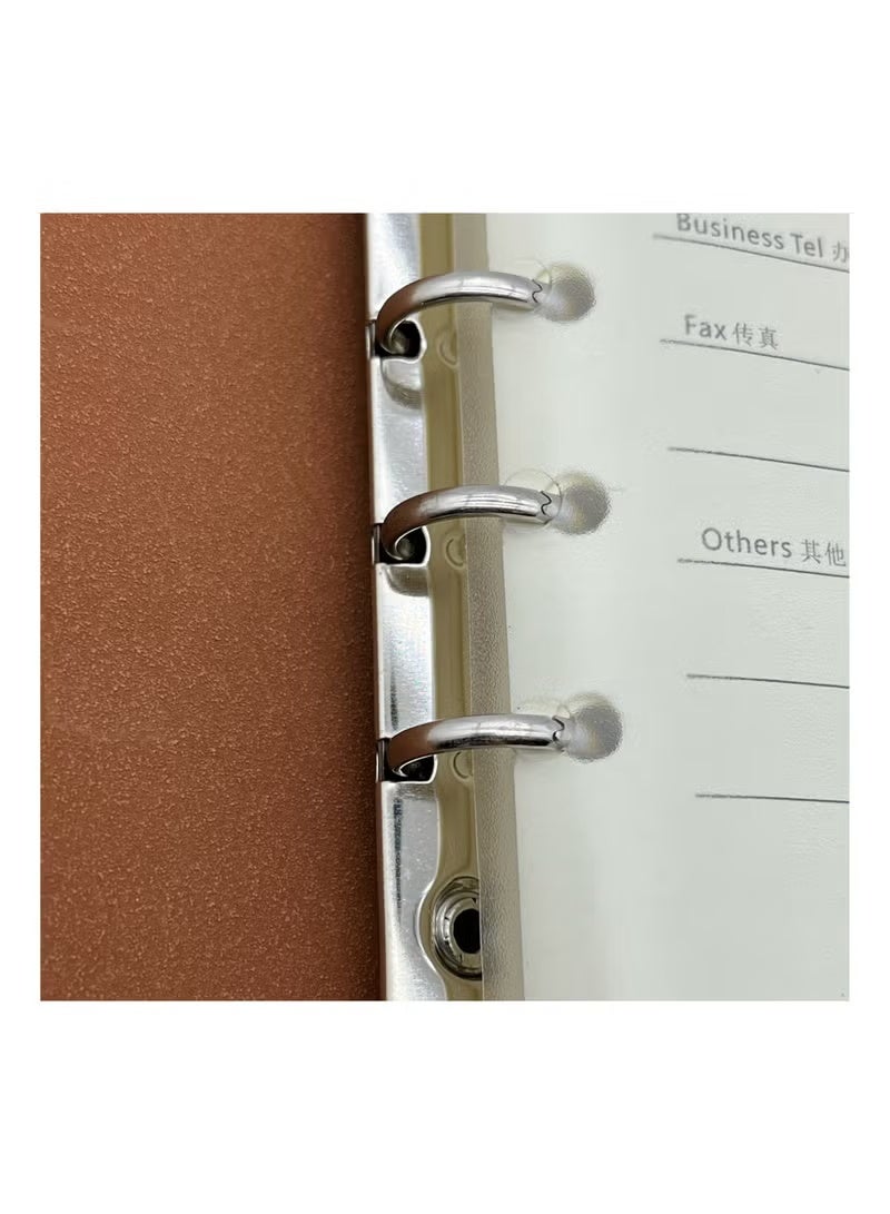 دفتر كتابة أعمال بتصميم كلاسيكي مكون من قطعتين، مصنوع من الجلد الناعم، ذو أوراق سائبة وشبكة أفقية، يحتوي على 160 صفحة، مناسب للمكتب، المدرسة، العمل، السفر العائلي، وكتابة أوراق الطلاب (A5+A6). - Image 4