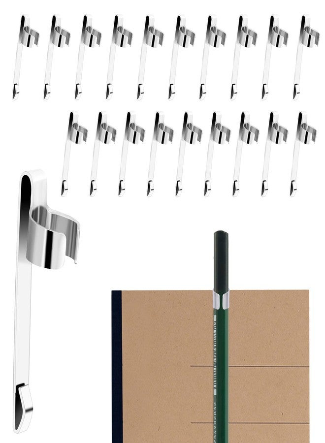 Sliverdew 20 Pieces Metal Pen Clips Pencil Holder Clip Snap in Pencil Clips Slide on Pencil Holder Portable Pen Holder Clips for Shirt Pocket for School Classroom Students Office Home - Image 1