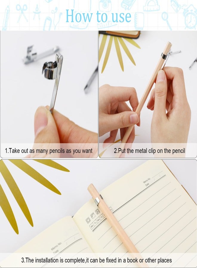Sliverdew 20 Pieces Metal Pen Clips Pencil Holder Clip Snap in Pencil Clips Slide on Pencil Holder Portable Pen Holder Clips for Shirt Pocket for School Classroom Students Office Home - Image 3