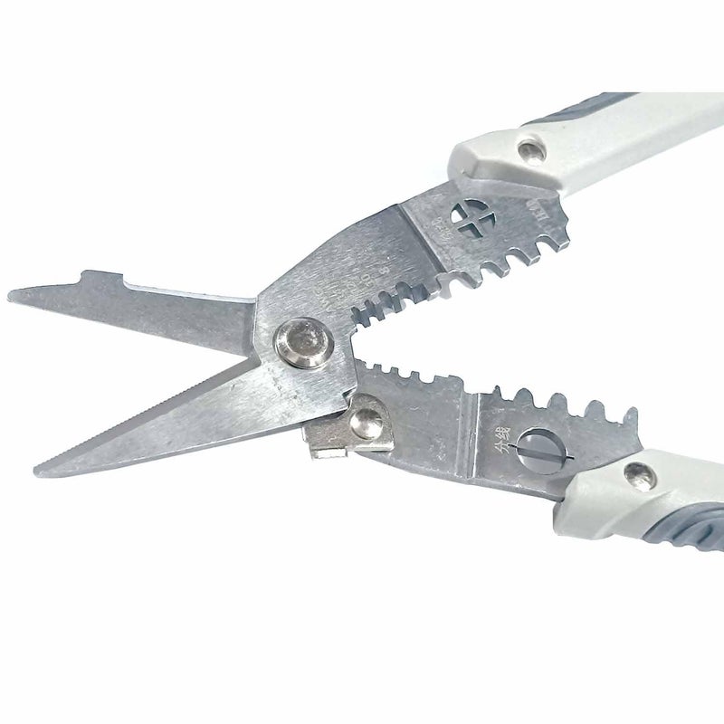 UPTODATETOOLS AWG 8014 Wire stripper Electrician cable Electrician scissors Pulling pliers Electric Cable Stripping Cutting Cable Stripper and Crimping Grey - Image 2