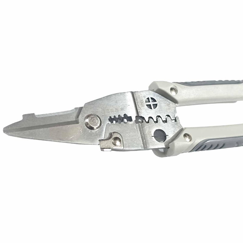 UPTODATETOOLS AWG 8014 Wire stripper Electrician cable Electrician scissors Pulling pliers Electric Cable Stripping Cutting Cable Stripper and Crimping Grey - Image 4