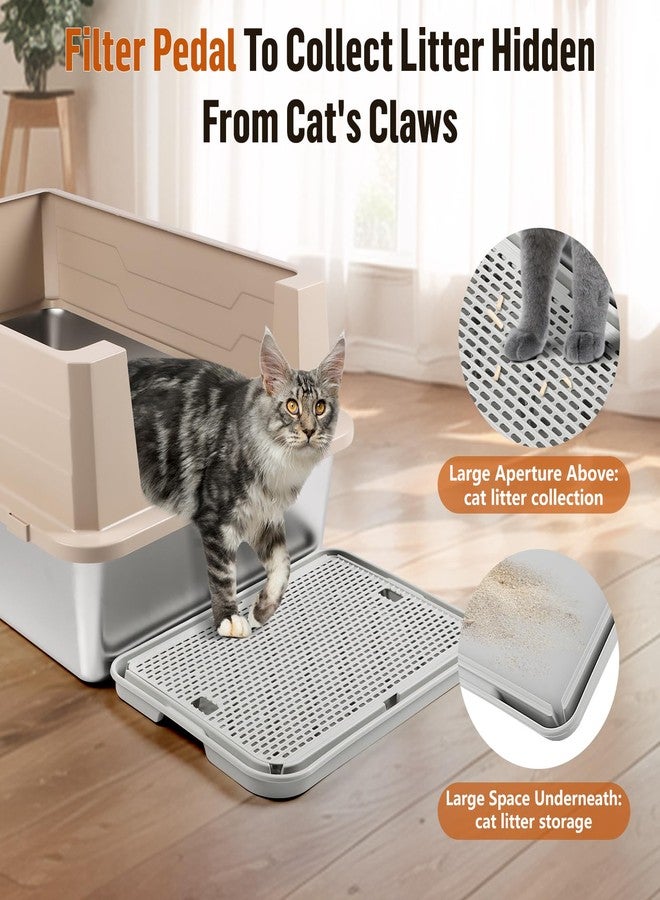 Bartuke Large Cat Litter Box Step Mat, 16.5"x11.2" Cat Ramp Stairs, Cat Litter Catcher for Self-Cleaning Litter Box, Cats Pedal Step Stool Ideal for Kitten & Older Cats (Light Grey) - Image 3
