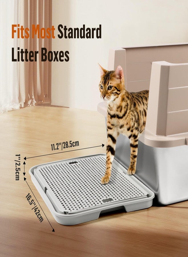 Bartuke Large Cat Litter Box Step Mat, 16.5"x11.2" Cat Ramp Stairs, Cat Litter Catcher for Self-Cleaning Litter Box, Cats Pedal Step Stool Ideal for Kitten & Older Cats (Light Grey) - Image 2