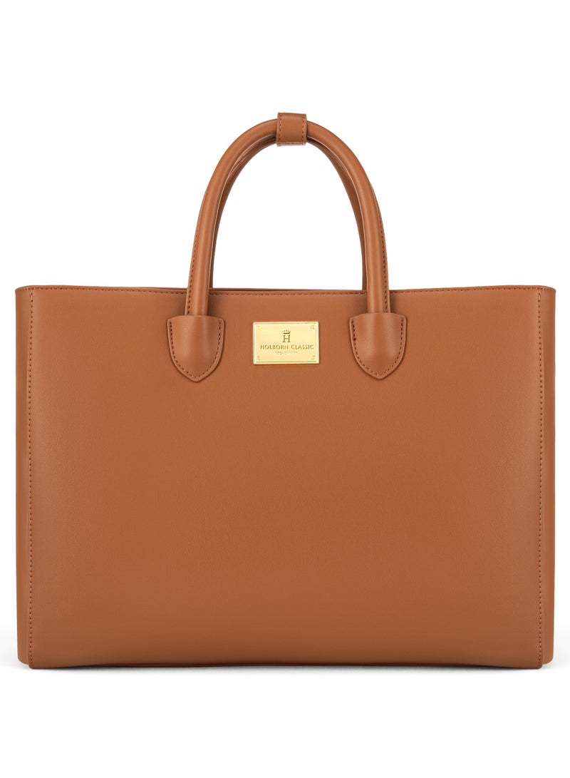 HOLBORN CLASSIC Holborn Classic Tiara Everyday Tote - Brown - Women's Work Bag - Vegan Leather Bag  - Image 1