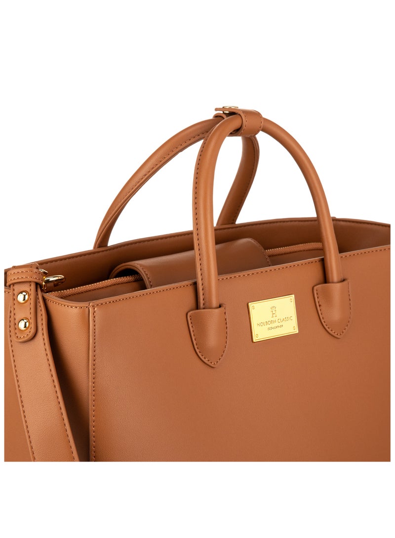 HOLBORN CLASSIC Holborn Classic Tiara Everyday Tote - Brown - Women's Work Bag - Vegan Leather Bag  - Image 3