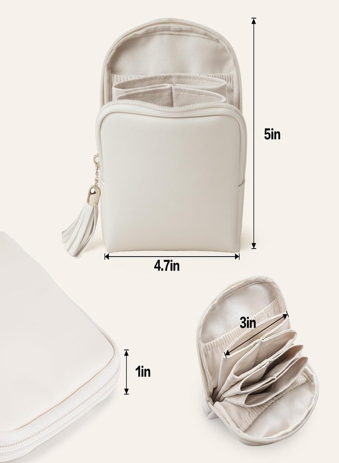 bipkonu Small Travel Jewelry Case, Velvet Jewelry Pouch Bags with Tassel Zipper, Portable Travel Jewelry Organizer Storage for Bracelet Rings Earring, Beige - Image 5