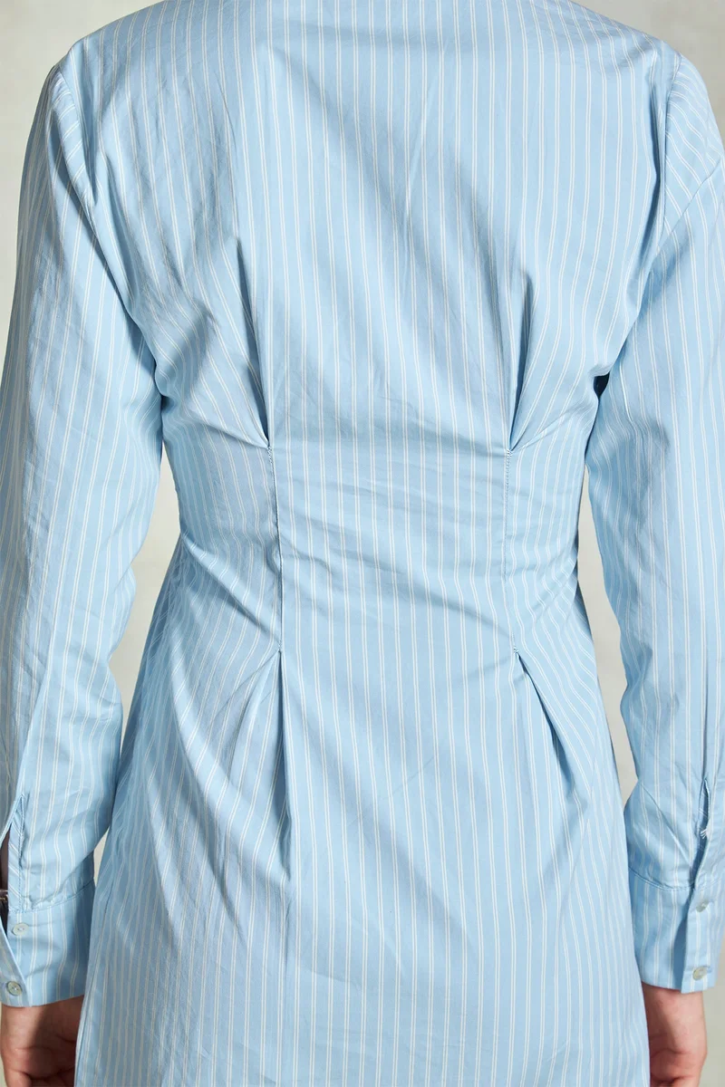 Virgio Striped Ruched Shirtdress