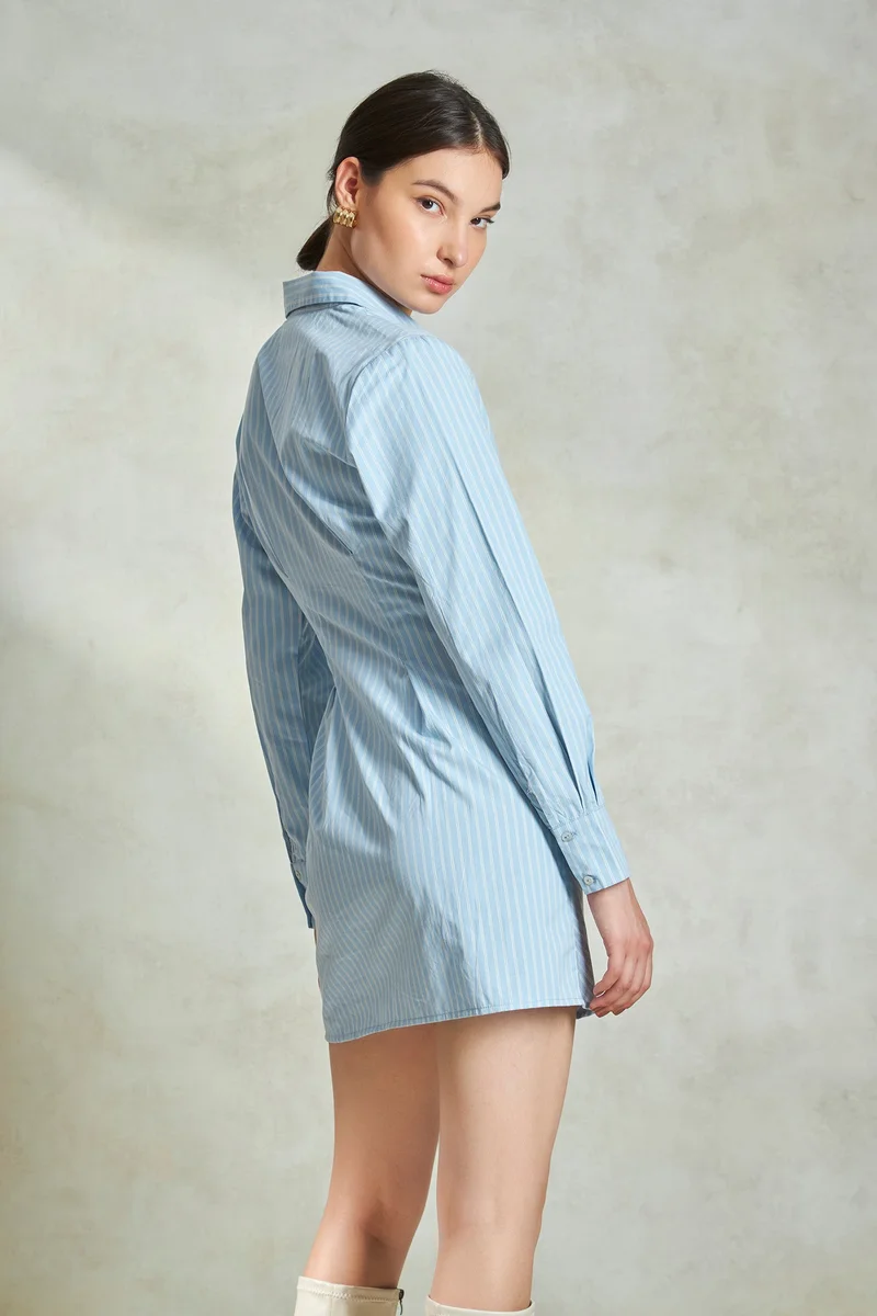 Virgio Striped Ruched Shirtdress
