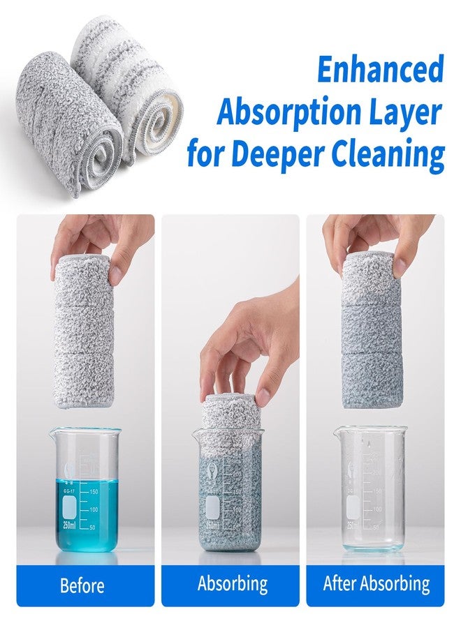 Oshang Flat Mop Head Refill, 13" X 4.9" Flat Mop Pads, Microfiber Mop Pads Flat Mop Replacement Heads (White and Grey) - Image 5
