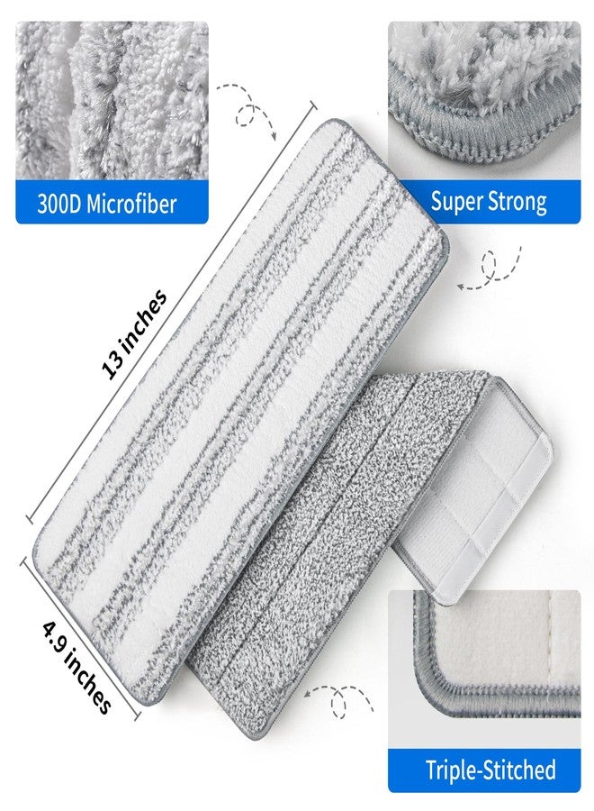 Oshang Flat Mop Head Refill, 13" X 4.9" Flat Mop Pads, Microfiber Mop Pads Flat Mop Replacement Heads (White and Grey) - Image 3