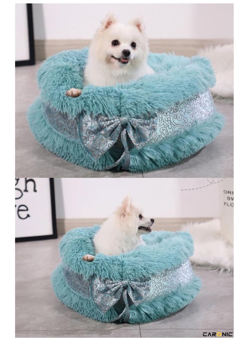 CARONIC - Pet Round Bed Shape Calming Donut Dog Bed For Small Dog Faux Fur Cat Bed For Cat Comfortable And Soft 80Cm - Image 1