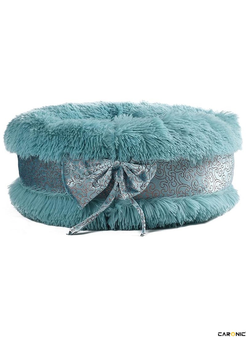 CARONIC - Pet Round Bed Shape Calming Donut Dog Bed For Small Dog Faux Fur Cat Bed For Cat Comfortable And Soft 80Cm - Image 1