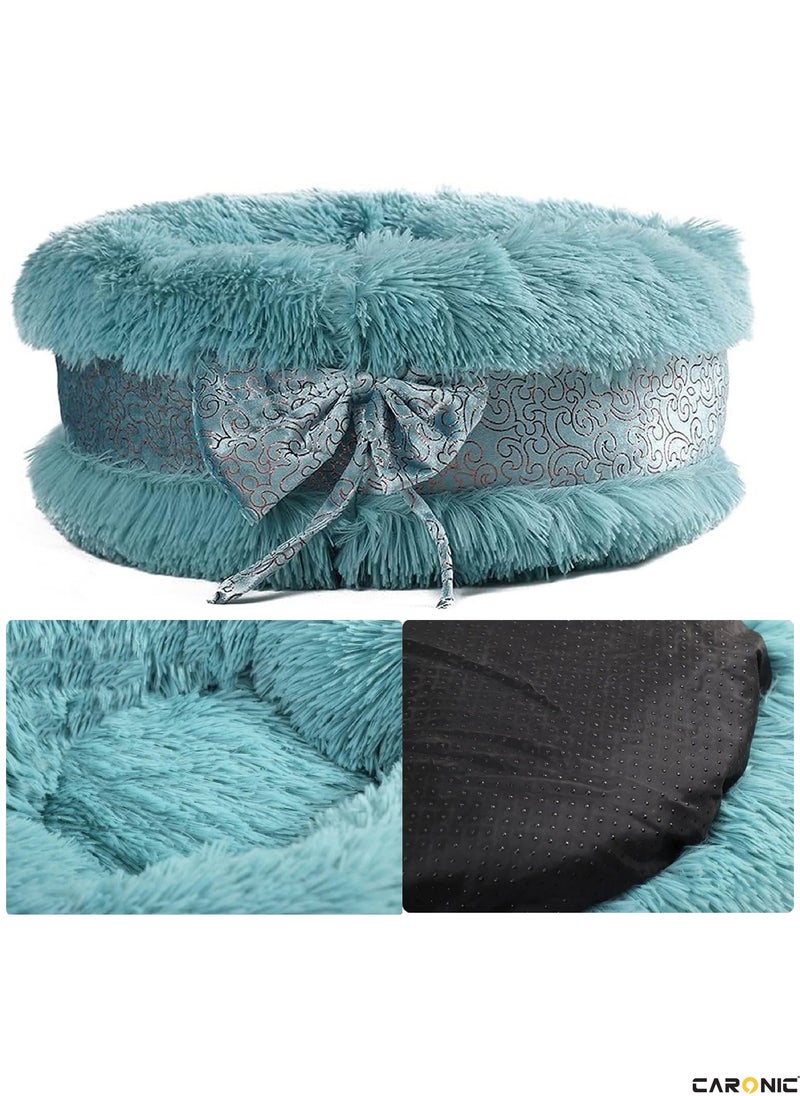 CARONIC - Pet Round Bed Shape Calming Donut Dog Bed For Small Dog Faux Fur Cat Bed For Cat Comfortable And Soft 80Cm - Image 1