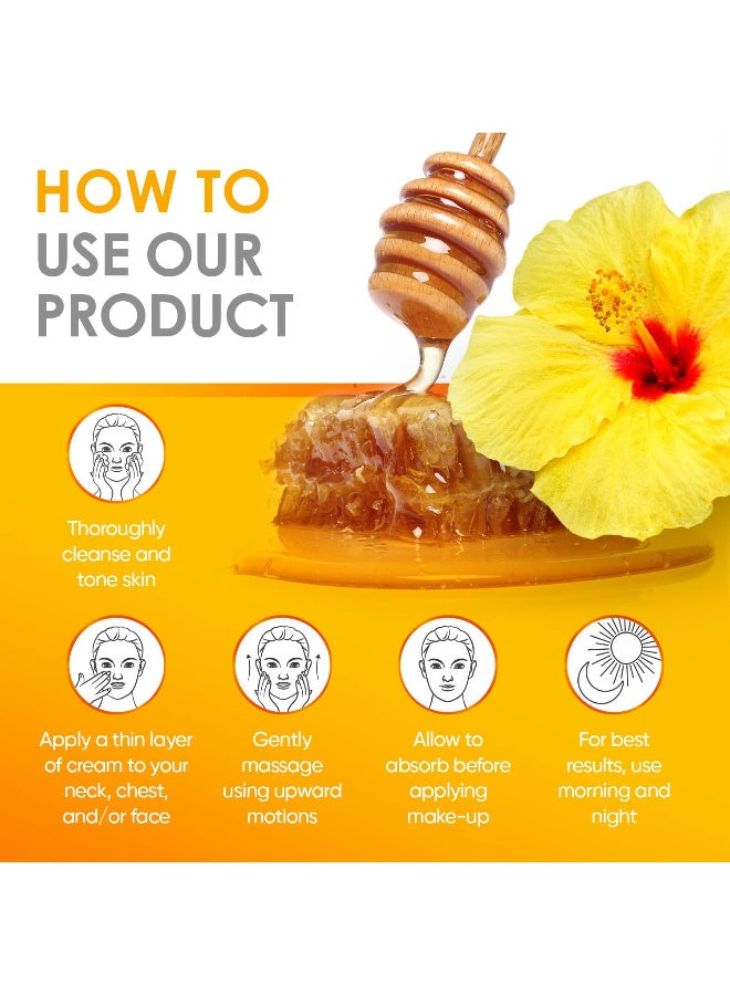 ACTIVSCIENCE Hibiscus & Honey Firming Cream, Neck Firming Cream, Skin Tightening Cream, Skin Firming and Tightening Lotion, Reduce the Look of Neck Lines, Tightens & Smooths - With Collagen & Hyaluronic Acid 1.7OZ - Image 4