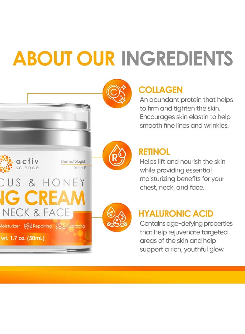 ACTIVSCIENCE Hibiscus & Honey Firming Cream, Neck Firming Cream, Skin Tightening Cream, Skin Firming and Tightening Lotion, Reduce the Look of Neck Lines, Tightens & Smooths - With Collagen & Hyaluronic Acid 1.7OZ - Image 3