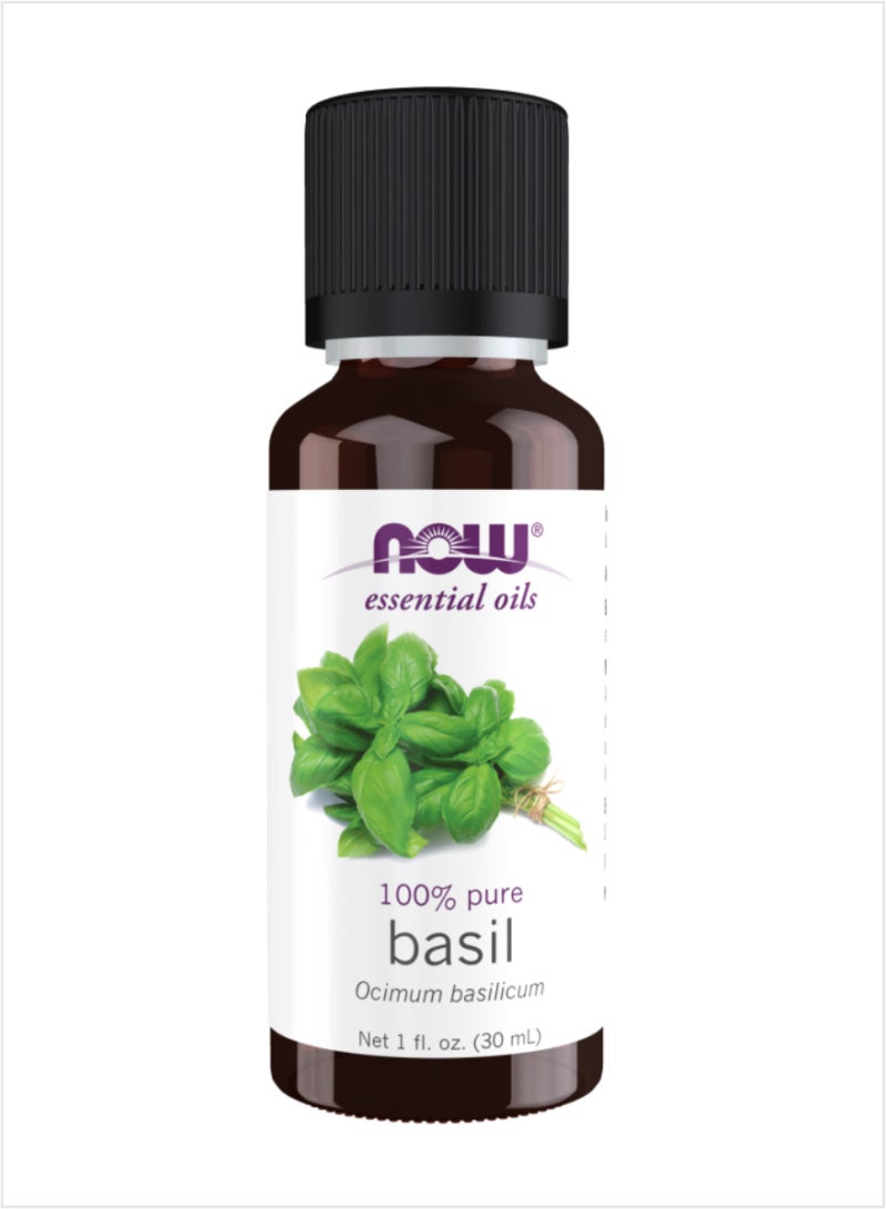 NOW Basil Essential Oil - Pure & Refreshing Aromatherapy, 30ml