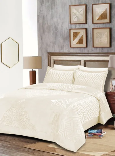 سيد المنسوجات المنزلية طقم لحاف مخملي، 5 قطع حجم مفرد، يناسب سرير مفرد 120 × 200 سم،مع الحشوة القابلة للنزع،  ناعم، دافئ