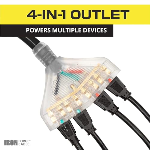 Iron Forge Cable RV Cord, Generator and RV Electrical Adapter Power Cord, TT-30P Male Plug to 4 5-20R Female, 1.5 Ft Plug Adapter - 10/3 STW Yellow - Image 5