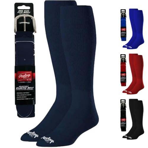 Rawlings Unisex Child Baseball Belt & Sock Combo, Navy, Small US - Image 1