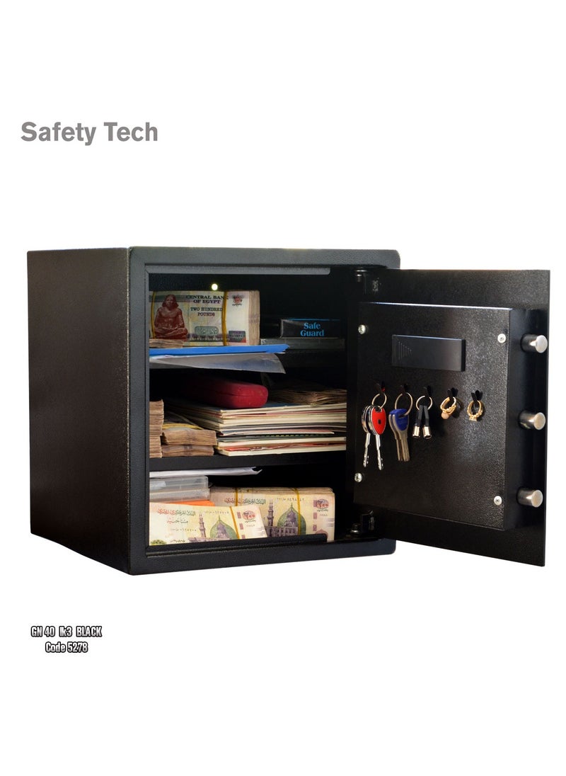 Safety Tech Electronic safe featuring 3 spacious storage spaces and 3 steel handles  - Image 3