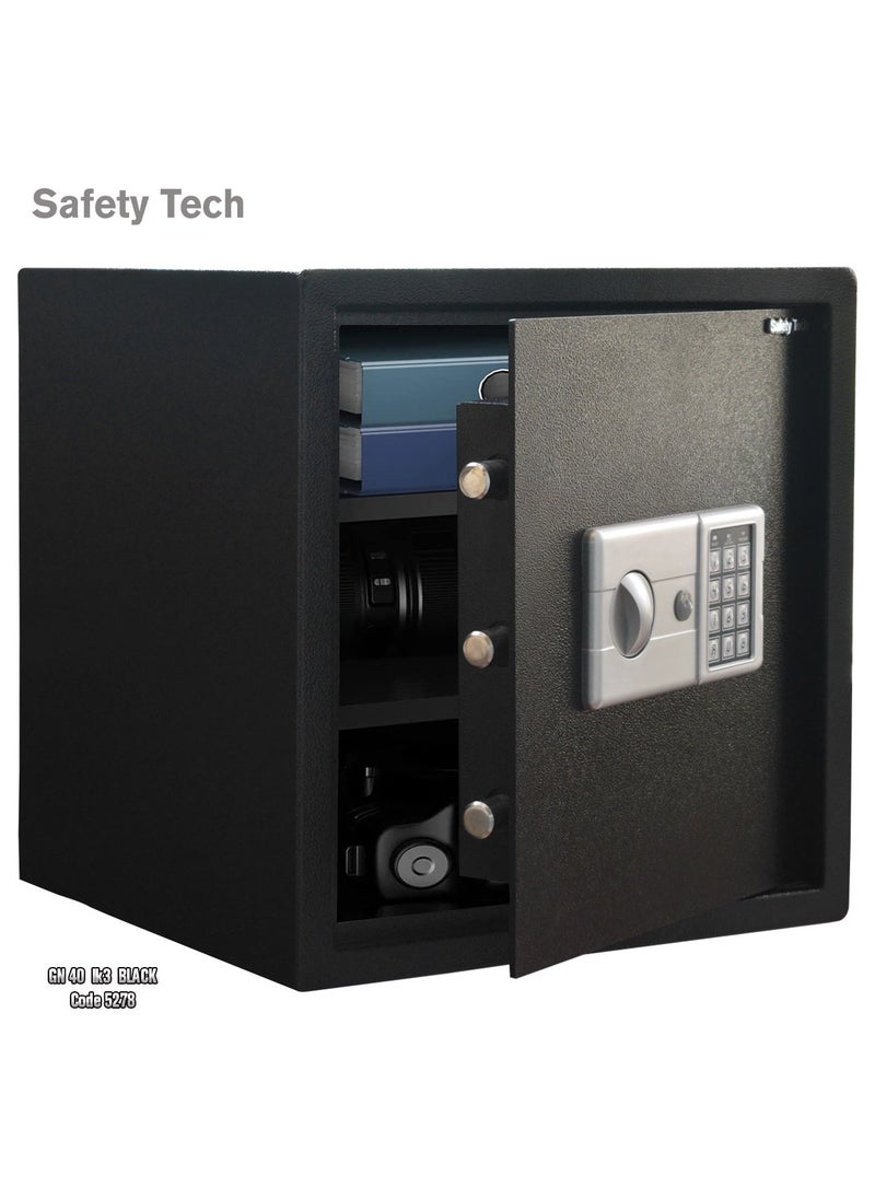 Safety Tech Electronic safe featuring 3 spacious storage spaces and 3 steel handles  - Image 4