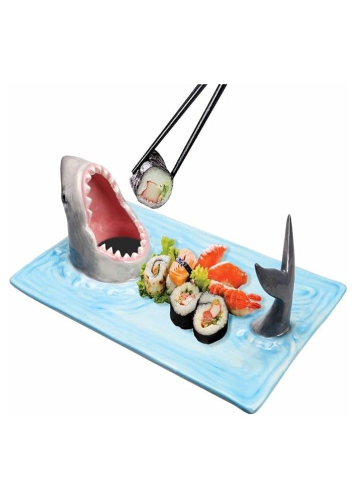 عام Japanese style internet celebrity seaside shark plate dumpling plate table kitchen decoration sushi plate - Image 1