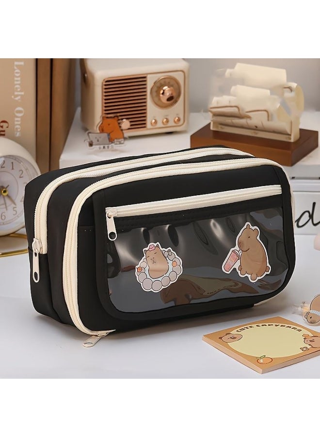 Chic 9-Layer Canvas Pencil Case - Spacious  Stylish Student Organizer Durable Stationery Box For Women Cute Pencil Case School Supplies Aesthetic