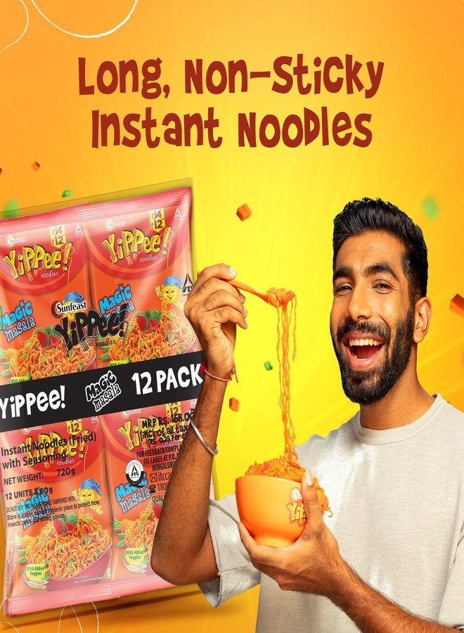 Sunfeast YiPPee! Magic Masala, Long, Non-Sticky Instant Noodles | With Real Vegetables 12 in 1 Pack | 720 gram/840g/ 871.2 (12 unit *72.6)(weight may vary) - Image 2