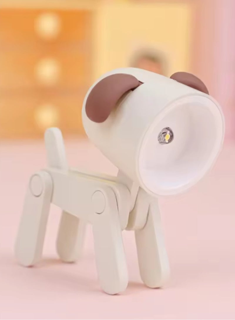 Kimaya Mini LED Desk Lamp Cute Small Phone Holder Creative Dog Shape Night Light Portable Small Desk Light Adjustable Reading Table Night Lamp for Kids Students Bedroom Nursery (Beige Dog) - Image 1