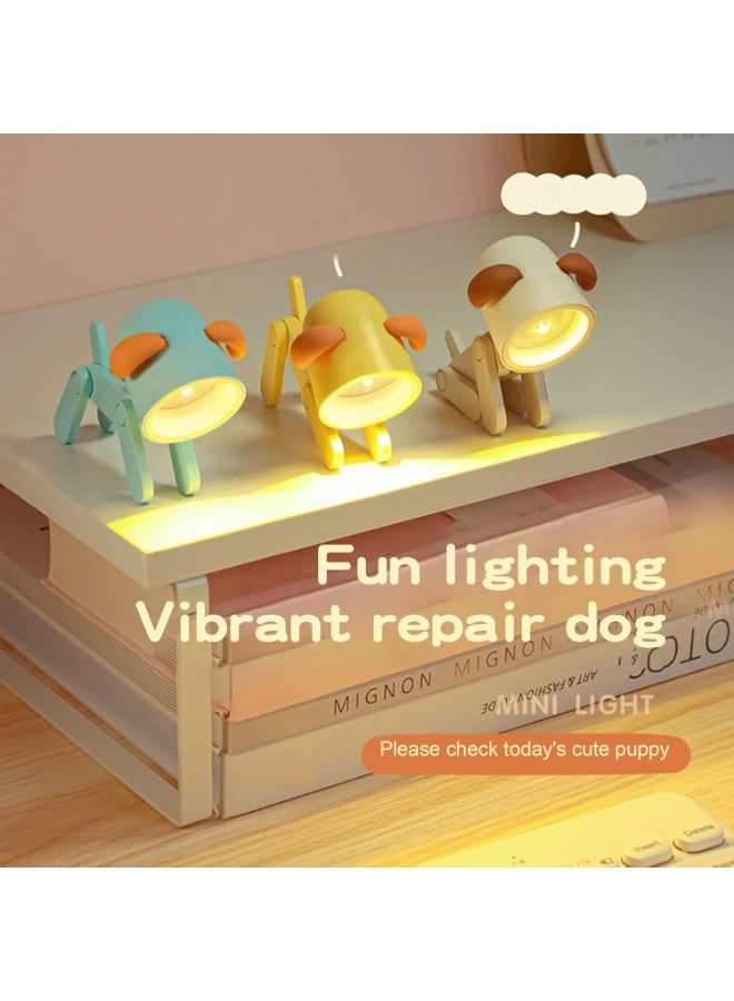 Kimaya Mini LED Desk Lamp Cute Small Phone Holder Creative Dog Shape Night Light Portable Small Desk Light Adjustable Reading Table Night Lamp for Kids Students Bedroom Nursery (Beige Dog) - Image 2