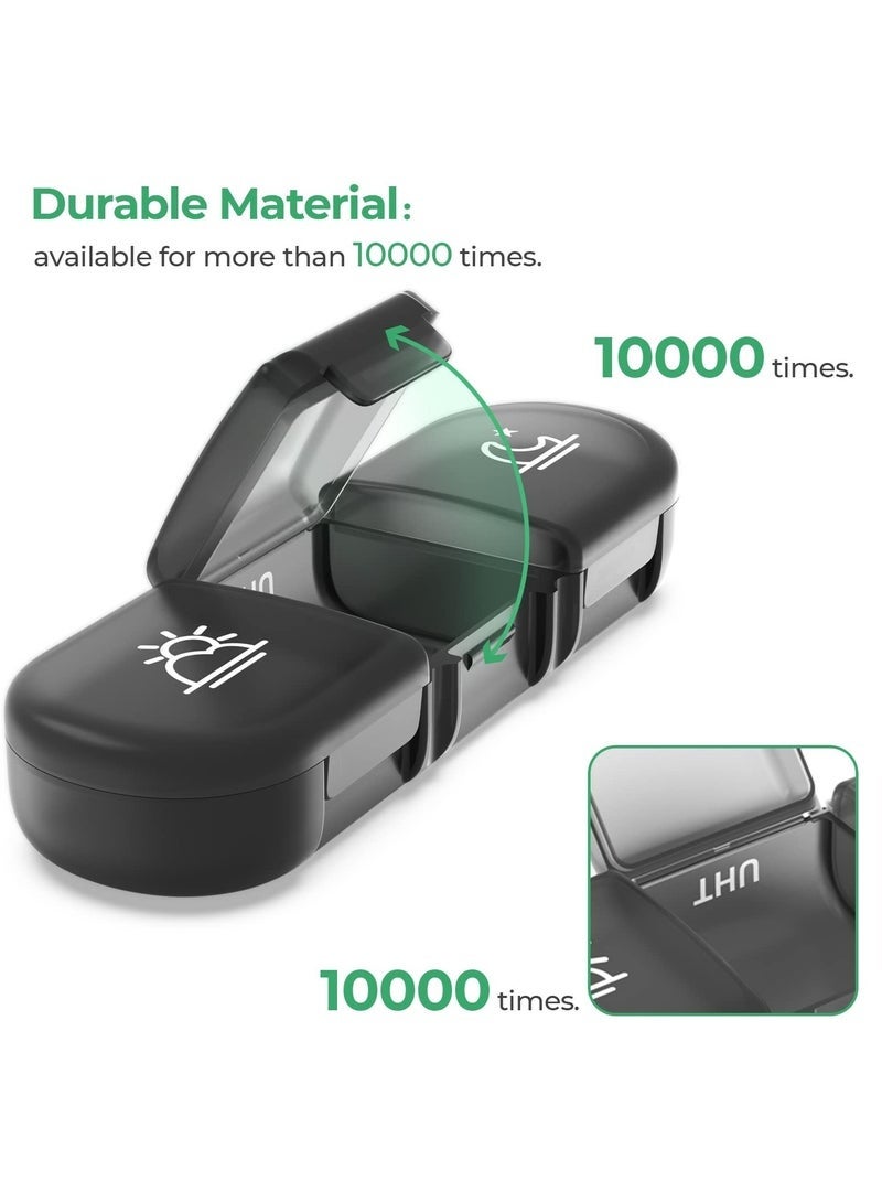 Weekly Pill Organizer 3 Times a Day – 7 Day Large Capacity Portable Travel Pill Box, Light-Proof Pill Case for Vitamins, Medications & Fish Oils (Black) - Image 5