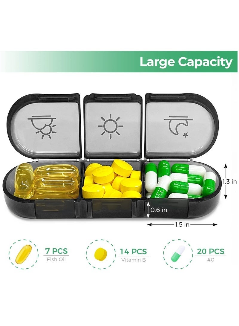 Weekly Pill Organizer 3 Times a Day – 7 Day Large Capacity Portable Travel Pill Box, Light-Proof Pill Case for Vitamins, Medications & Fish Oils (Black) - Image 2