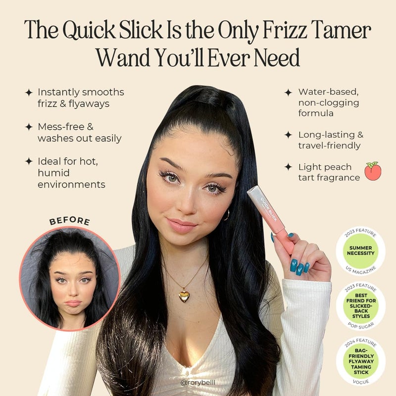 INH Hair Mascara for Flyaways | Quick Slick Hair Finishing Stick for Flyaways, Frizz Control, & Slick Back Look | Non Greasy & Non Comedogenic Smoothing Serum & Frizz Tamer Wand | Peach Tart, 18ml - Image 3