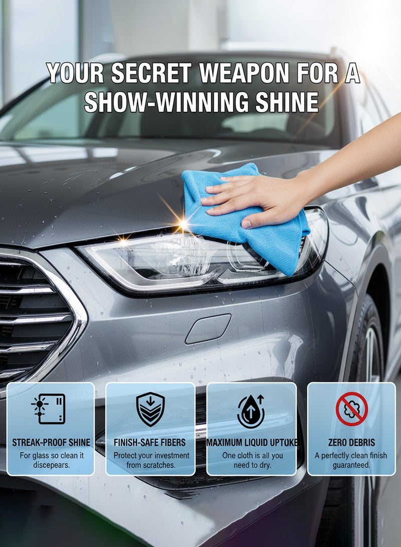 Nawāzīl 5 Pack Fish Scale Microfiber Cleaning Cloth 30x30cm – Streak-Free Glass Cloth, Lint-Free, Super Absorbent, Reusable Rags for Kitchen, Bathroom, Car, Windows - Image 4