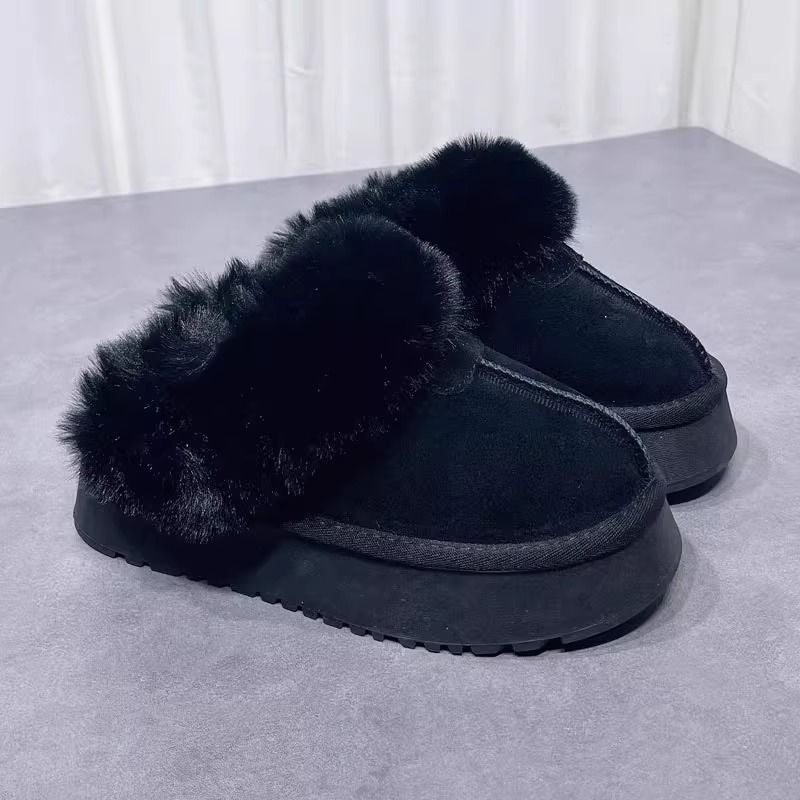 Mao Mao Thick Slippers Women'S 2024 Winter New Fur One-Piece Outwear Heightened Thickened Fleece-Lined Snow Boots - Image 1