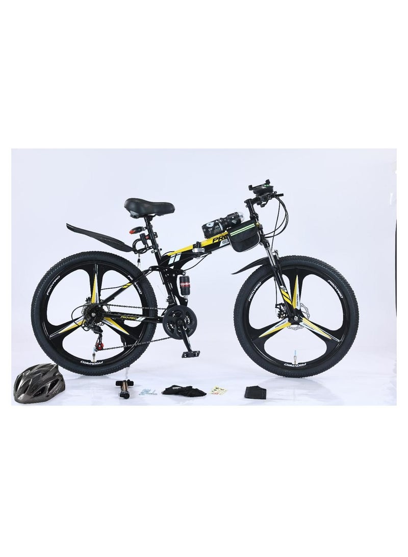 Pro Yard Fixable Steel Bicycle Aluminum Hybrid Sports Bike Yellow Color - Image 2