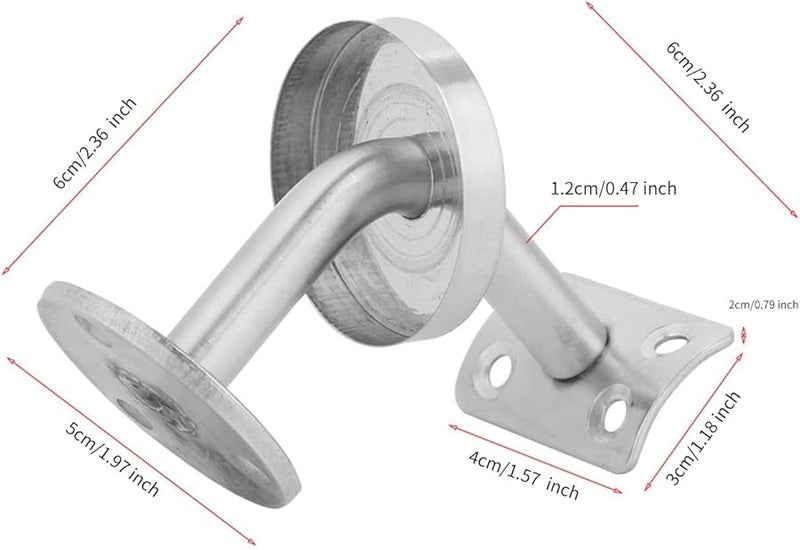 Silver Stair Handrail Wall Bracket Support Brushed Stainless Steel Balustrade Railing - Image 5