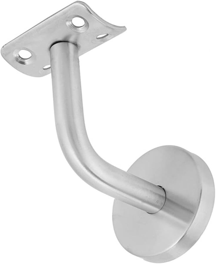 Silver Stair Handrail Wall Bracket Support Brushed Stainless Steel Balustrade Railing - Image 2