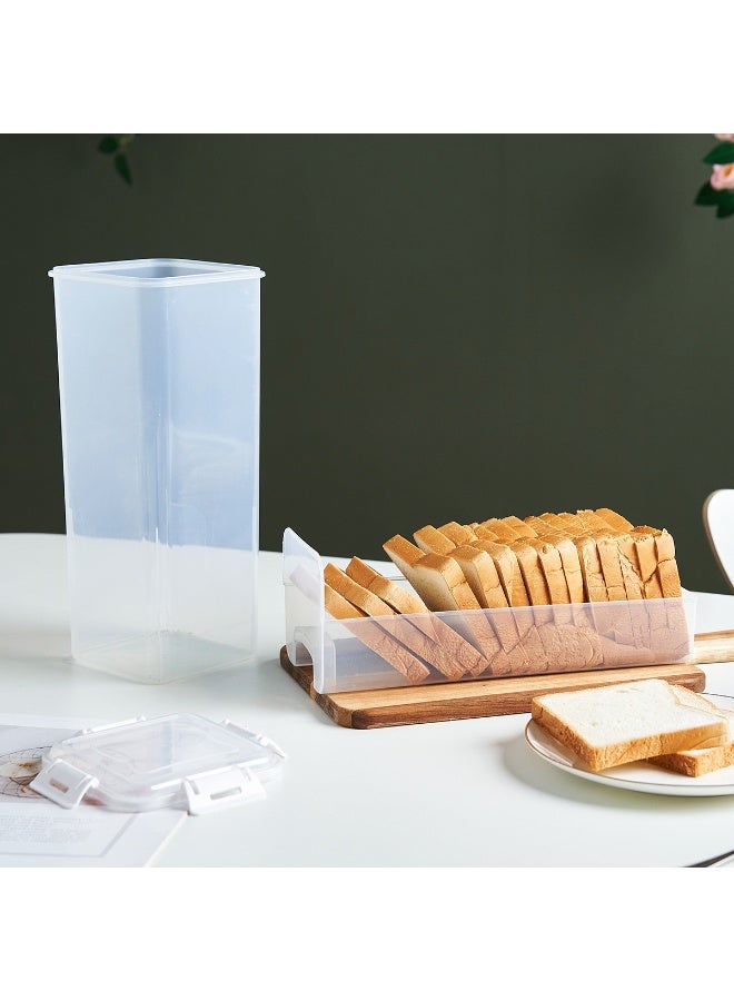 Bread Containers Storage Airtight Loaf - Bread Container with Airtight Lid Plastic Bread Box with Tray Loaf Keeper Storage Dispenser For Homemade Sliced Toast Sandwich for Kitchen Fridge - Image 1