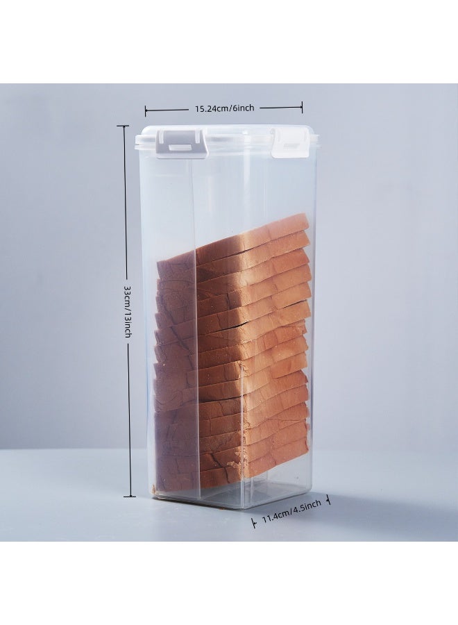 Bread Containers Storage Airtight Loaf - Bread Container with Airtight Lid Plastic Bread Box with Tray Loaf Keeper Storage Dispenser For Homemade Sliced Toast Sandwich for Kitchen Fridge - Image 3