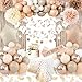 Fantspati Birthday Decorations for Women Party Decorations for Women with Beige Cream Neutral Balloons Birthday Sash Tablecloth Happy Birthday Banner Neutral Boho Bday Decorations for Men Woman Boys Girl - Image 3